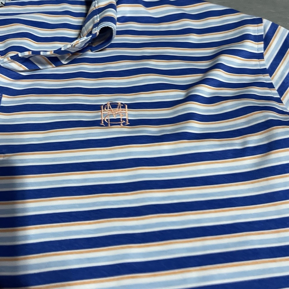 Peter Millar Summer Comfort Polo Shirt Mens XXL Blue Striped Golf Collar Mono - Picture 2 of 6